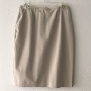 Ann Taylor beige pencil skirt with back pleats
